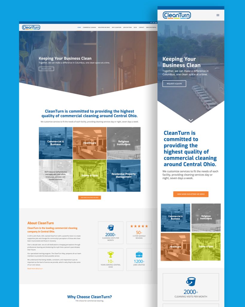 CleanTurn cleaning company website design